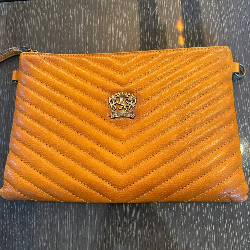 Pratesi Italy leather wristlet bag pouch cross body curio color